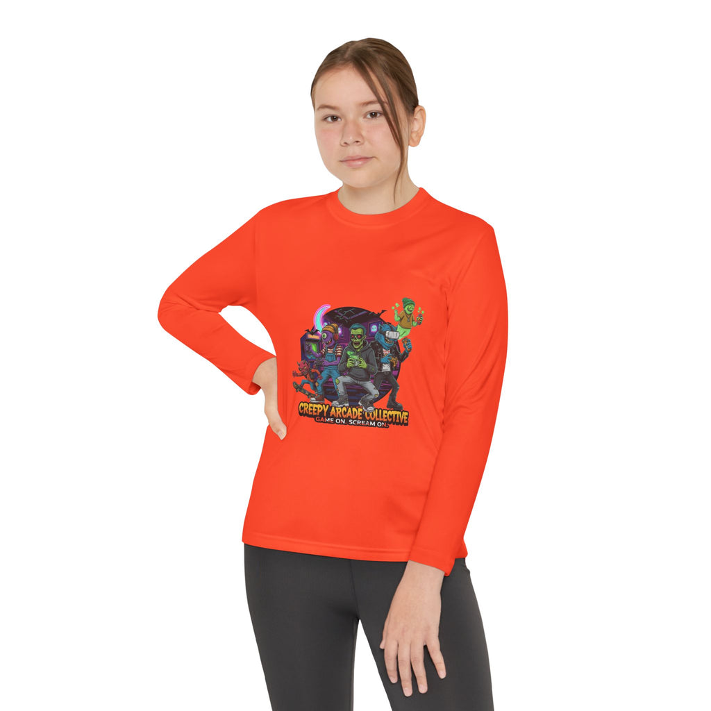 Creepy Arcade Collecting Youth Long Sleeve Tee, Kids Gamer Shirt, Halloween Costume, Teen Casual Wear, Fantasy T-Shirt