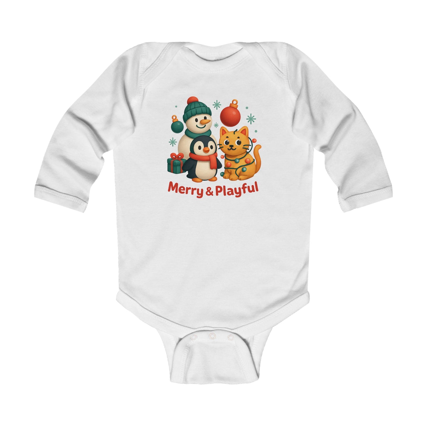 Infant Bodysuit — Merry & Playful Christmas Animal Holiday Onesie