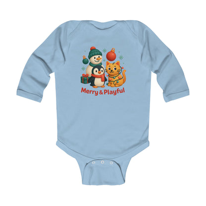 Infant Bodysuit — Merry & Playful Christmas Animal Holiday Onesie