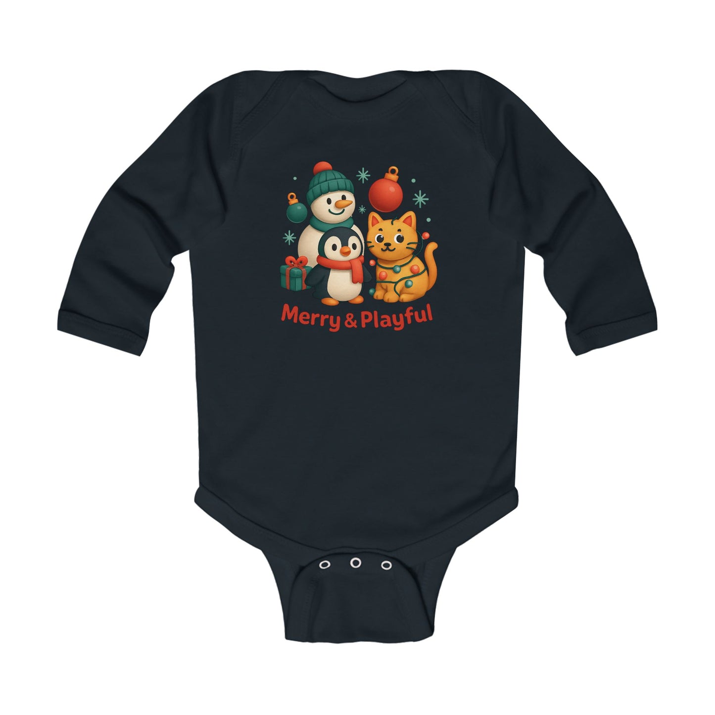 Infant Bodysuit — Merry & Playful Christmas Animal Holiday Onesie