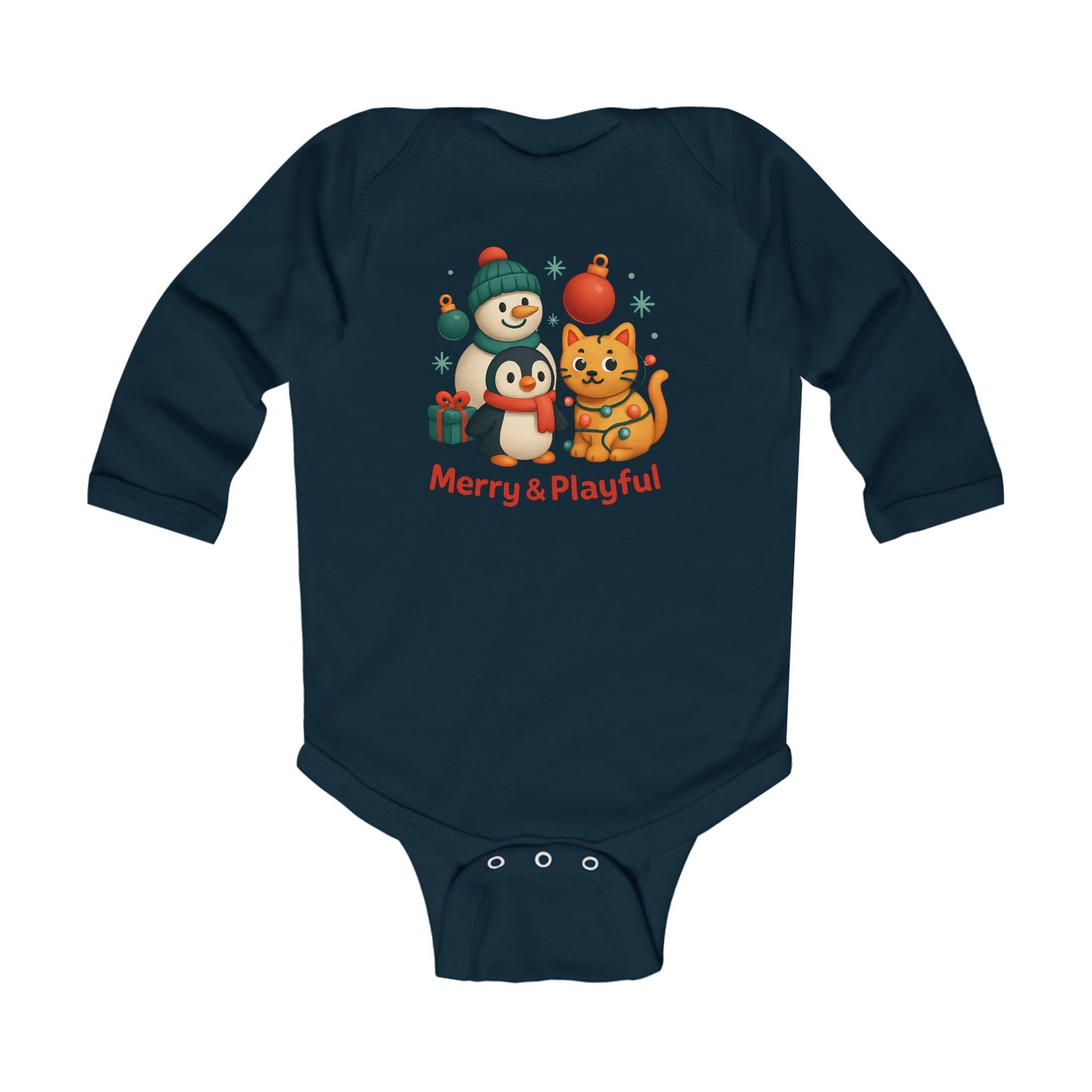 Infant Bodysuit — Merry & Playful Christmas Animal Holiday Onesie
