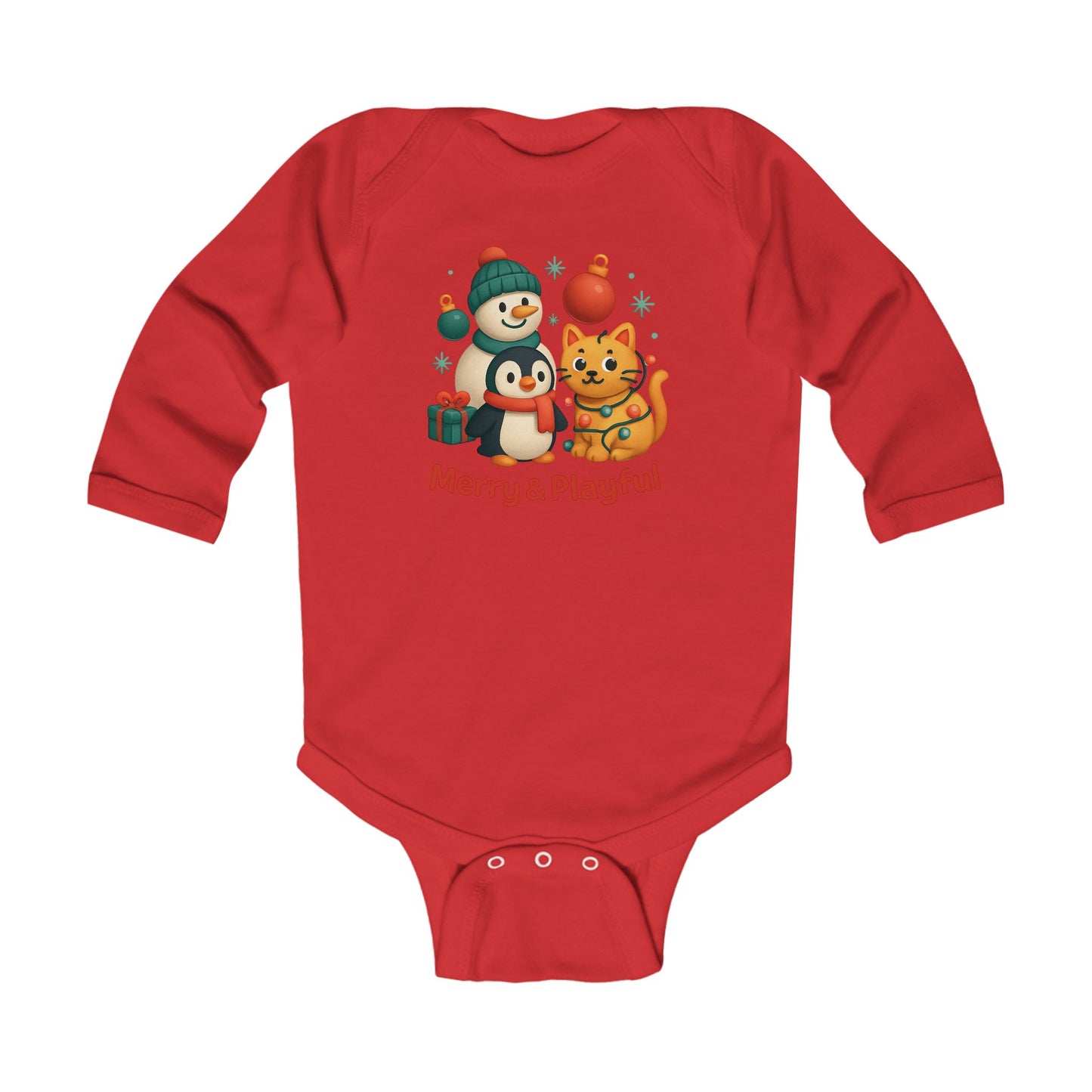 Infant Bodysuit — Merry & Playful Christmas Animal Holiday Onesie