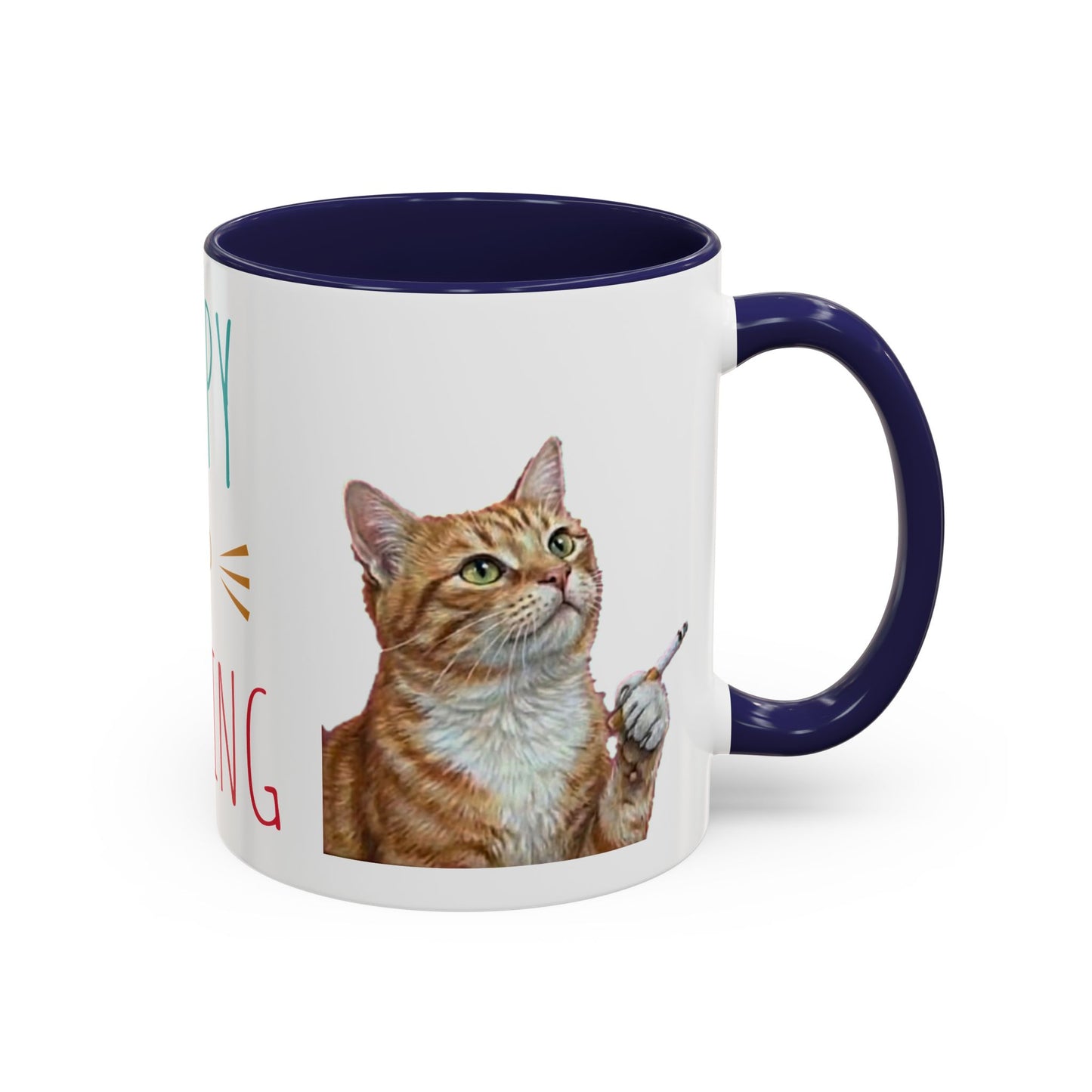 Happy and Dazzling Smoking Cat Coffee Mug — Cute Ginger Cat Accent Mug (11/15oz) (free shipping)