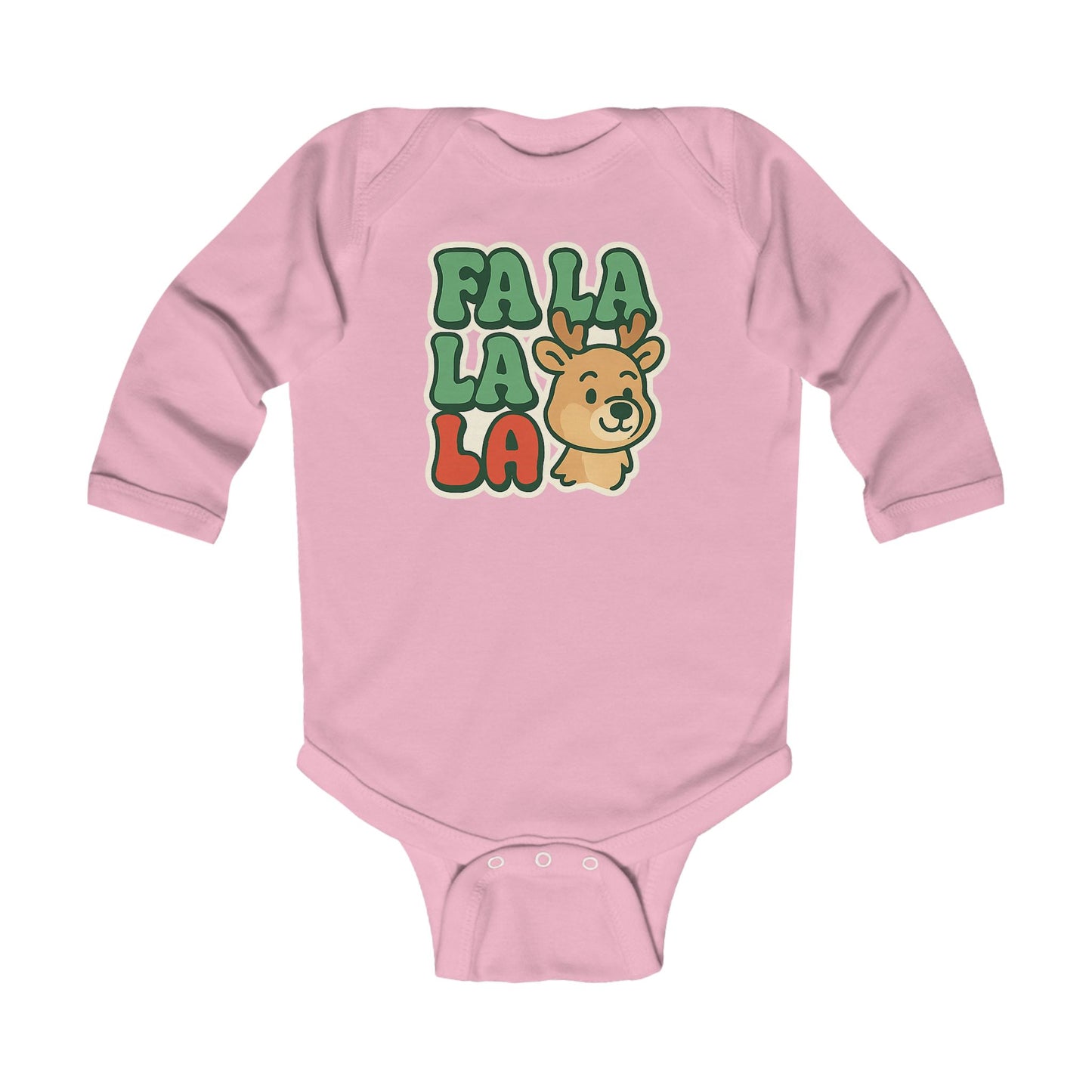 Infant Bodysuit - 'Fa La La' Cute Reindeer Christmas Baby Long Sleeve Onesie