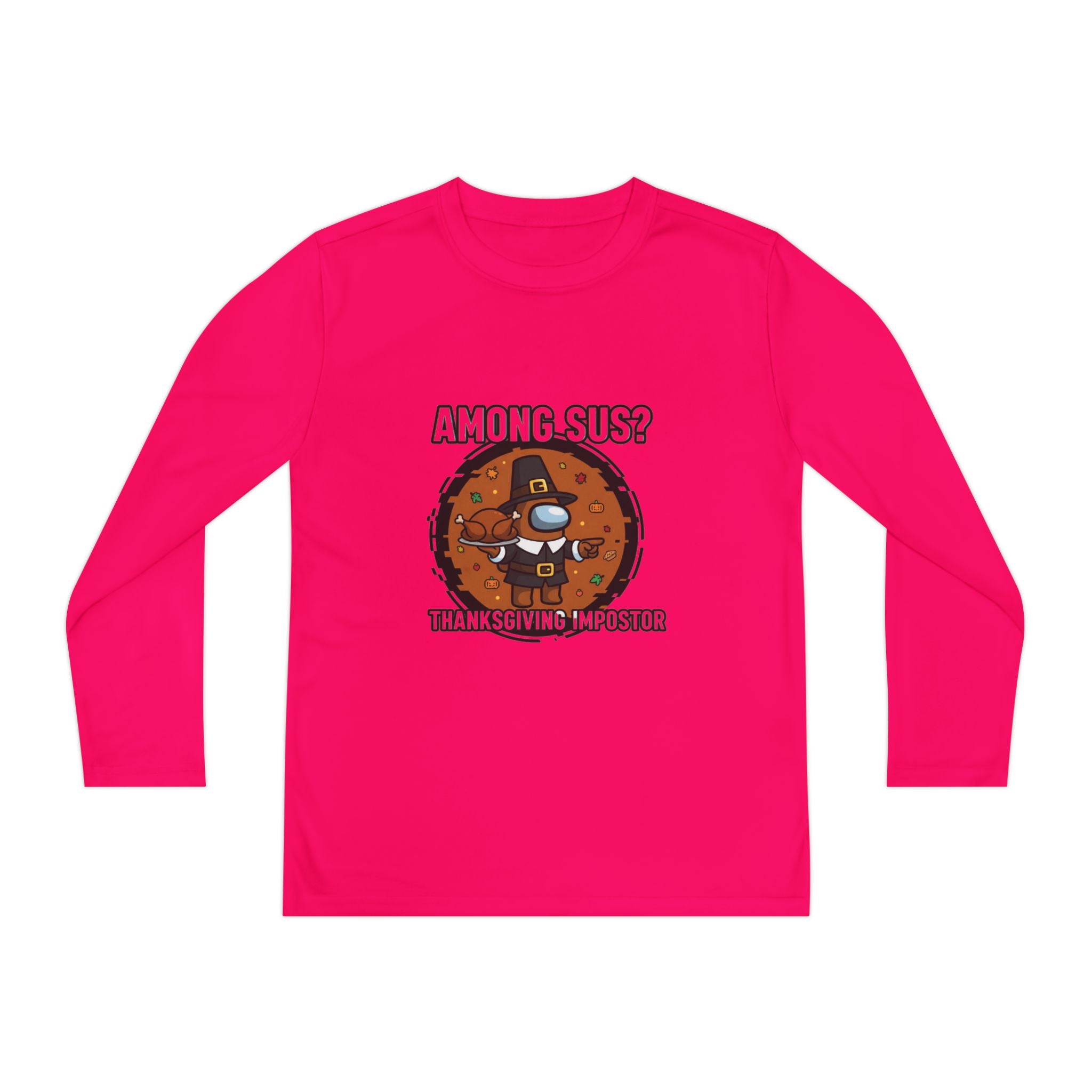 Among Sus? Thanksgiving Impostor Youth Tee, Fun Youth T-Shirt, Gamer Apparel for Kids, Long Sleeve Graphic Tee, Funny Thanksgiving Gift