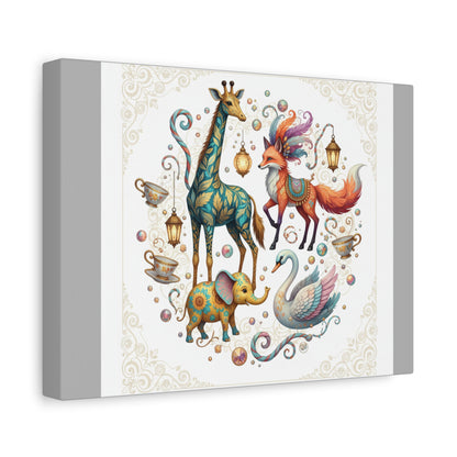 Whimsical Safari Animal Canvas — Fox, Giraffe, Elephant & Swan Matte  Luxury Wall Art (free shipping)