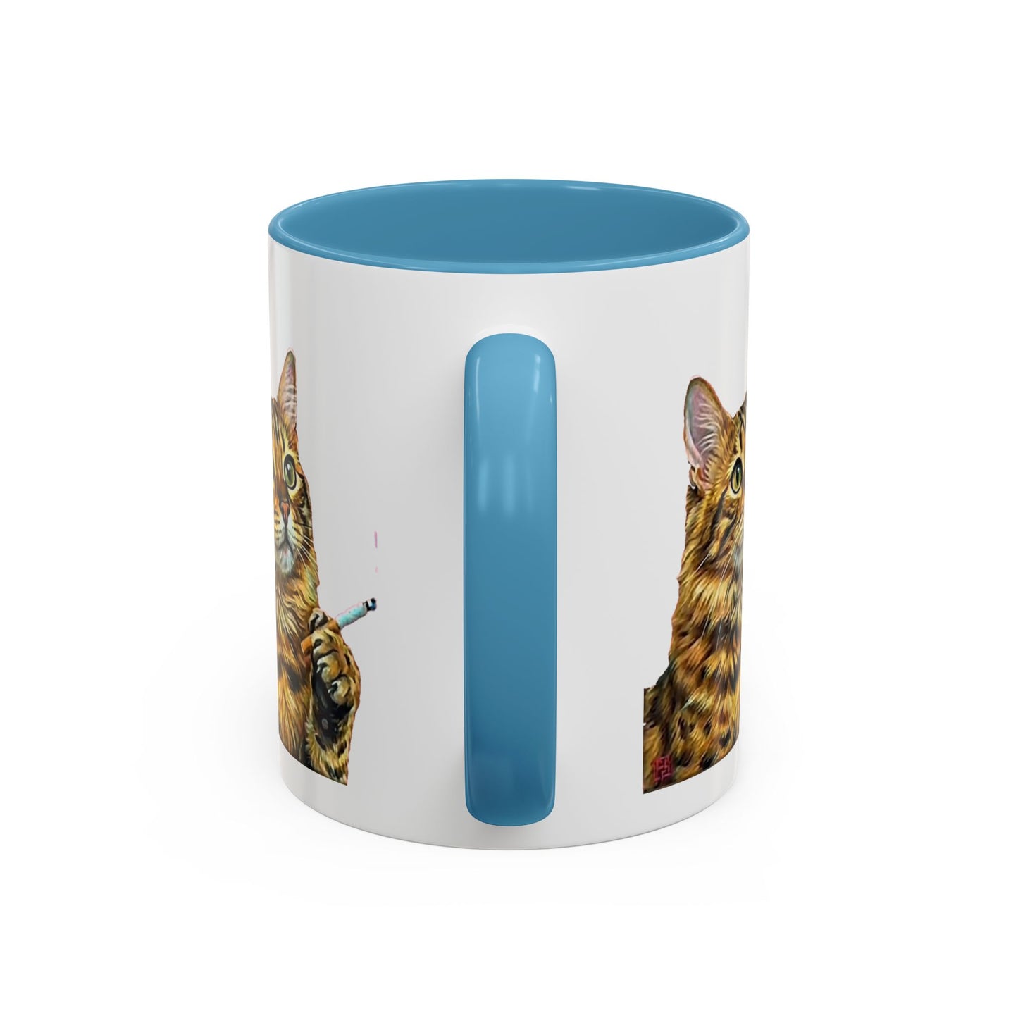 Happy and Dazzling smoking Cat Coffee Mug- cat smoking cigarette- funny (free shipping)