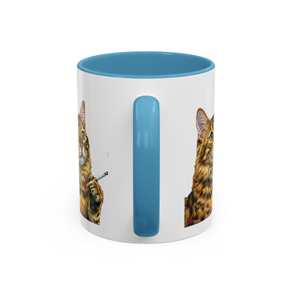 Happy and Dazzling smoking Cat Coffee Mug- cat smoking cigarette- funny (free shipping)