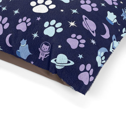 Space Paws Pet Bed — Galaxy Paw Print Cozy Cushion for Dogs & Cats