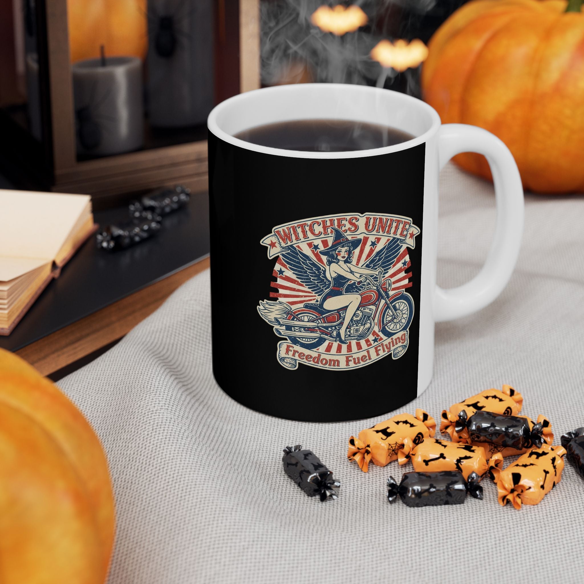 Vintage Freedom Rider Ceramic Mug - Perfect for Bikers, Gifts for Him/Her, Coffee Lovers, Independence Day Decor, Home Office