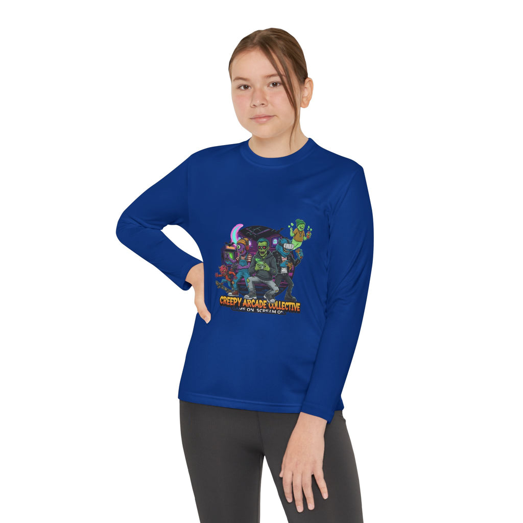 Creepy Arcade Collecting Youth Long Sleeve Tee, Kids Gamer Shirt, Halloween Costume, Teen Casual Wear, Fantasy T-Shirt