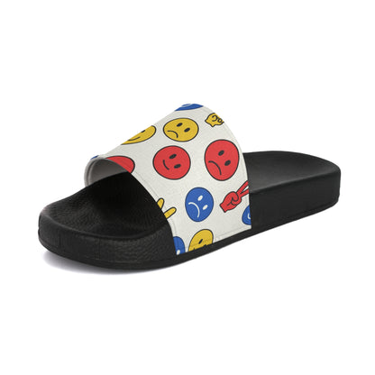 Women's Slide Sandals Playful political Abstract Faces & Hand Gestures