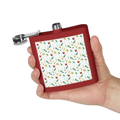 Holiday Flask — 6oz Stainless Steel Christmas Pattern Hip Flask (Free Shipping)