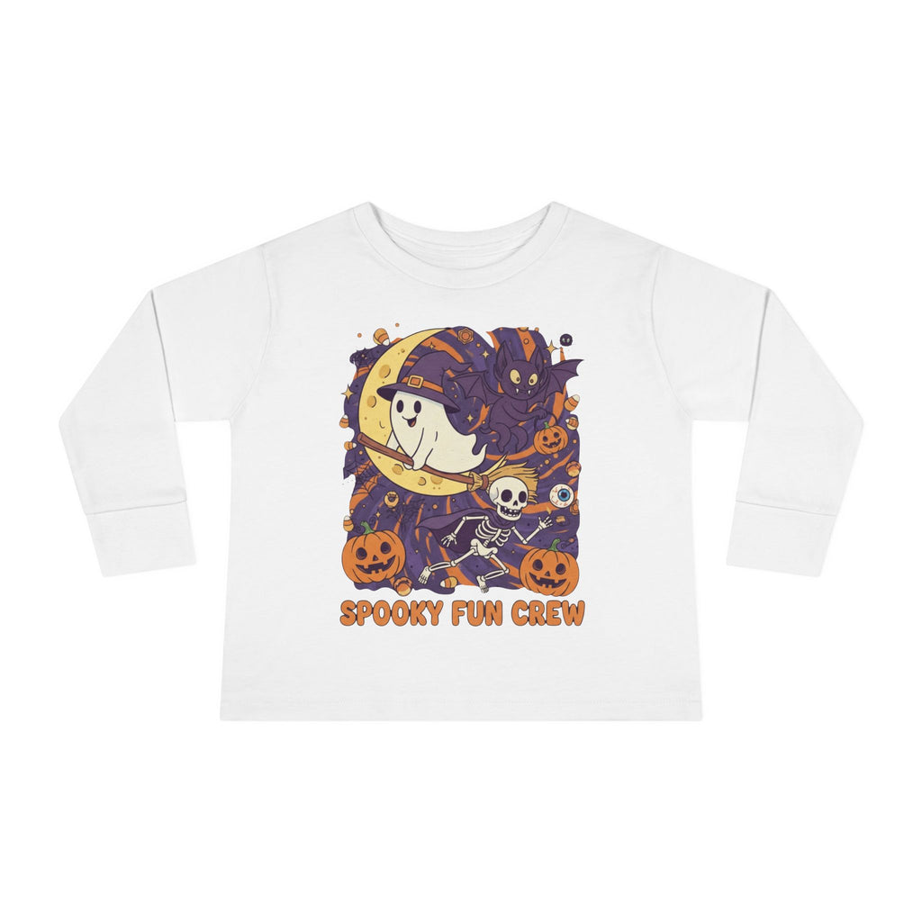 Toddler Halloween Long Sleeve Tee, Spooky Fun Crew Shirt, Kids Halloween Apparel, Fall Outfit for Toddlers, Halloween Party Wear