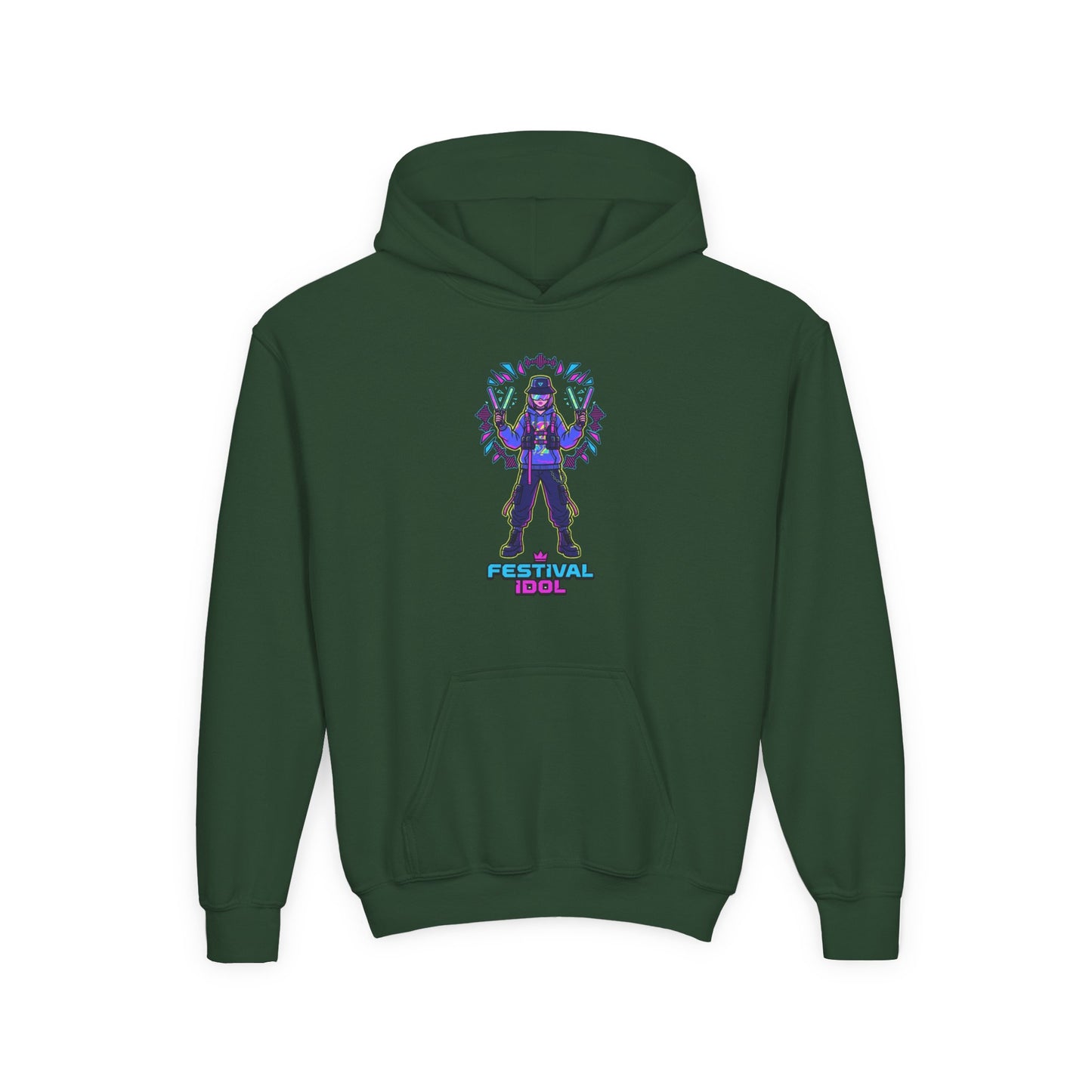 Youth Hoodie — Neon k-Pops Gamer Girl Graphic “Pixel Pal” Streetwear