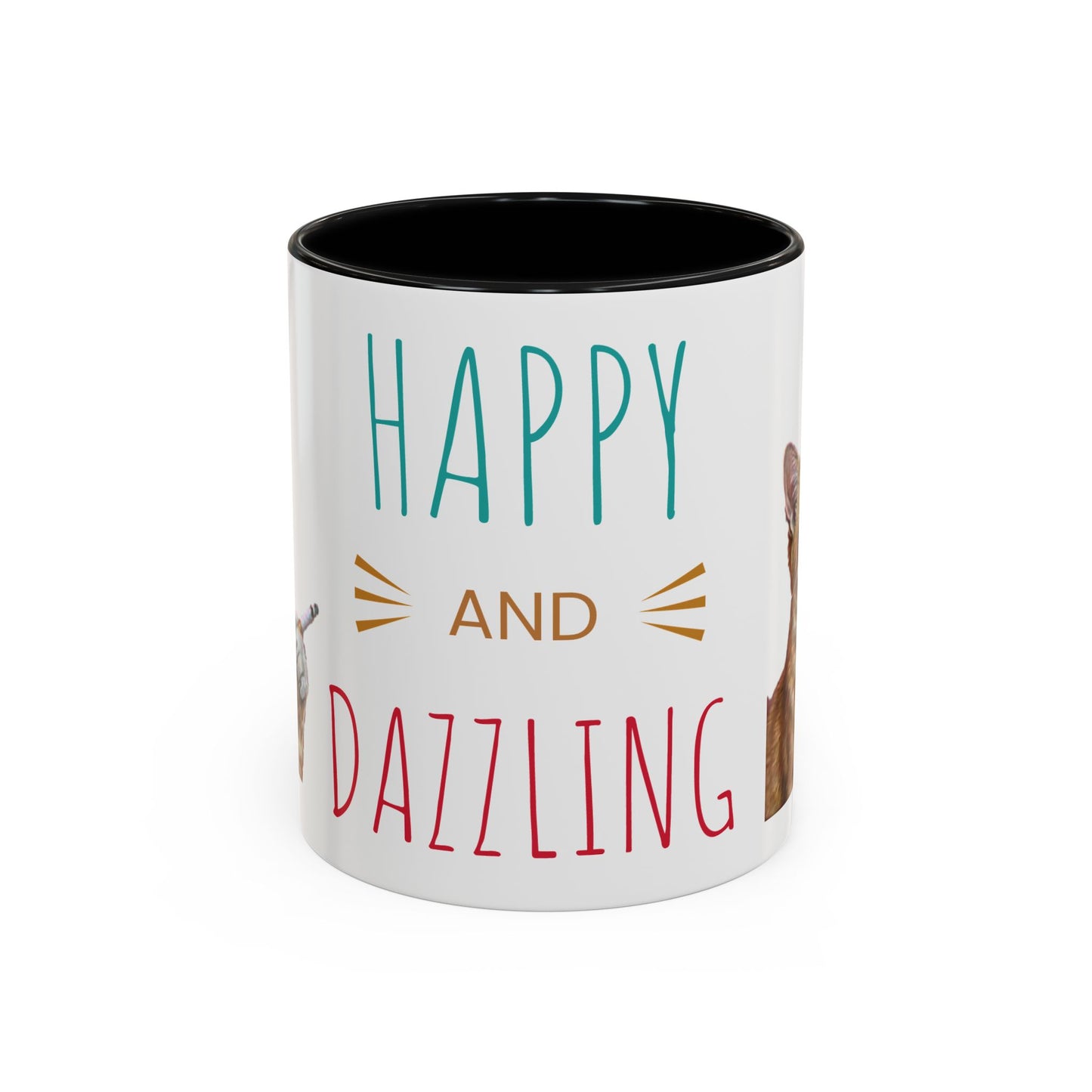 Happy and Dazzling Smoking Cat Coffee Mug — Cute Ginger Cat Accent Mug (11/15oz) (free shipping)