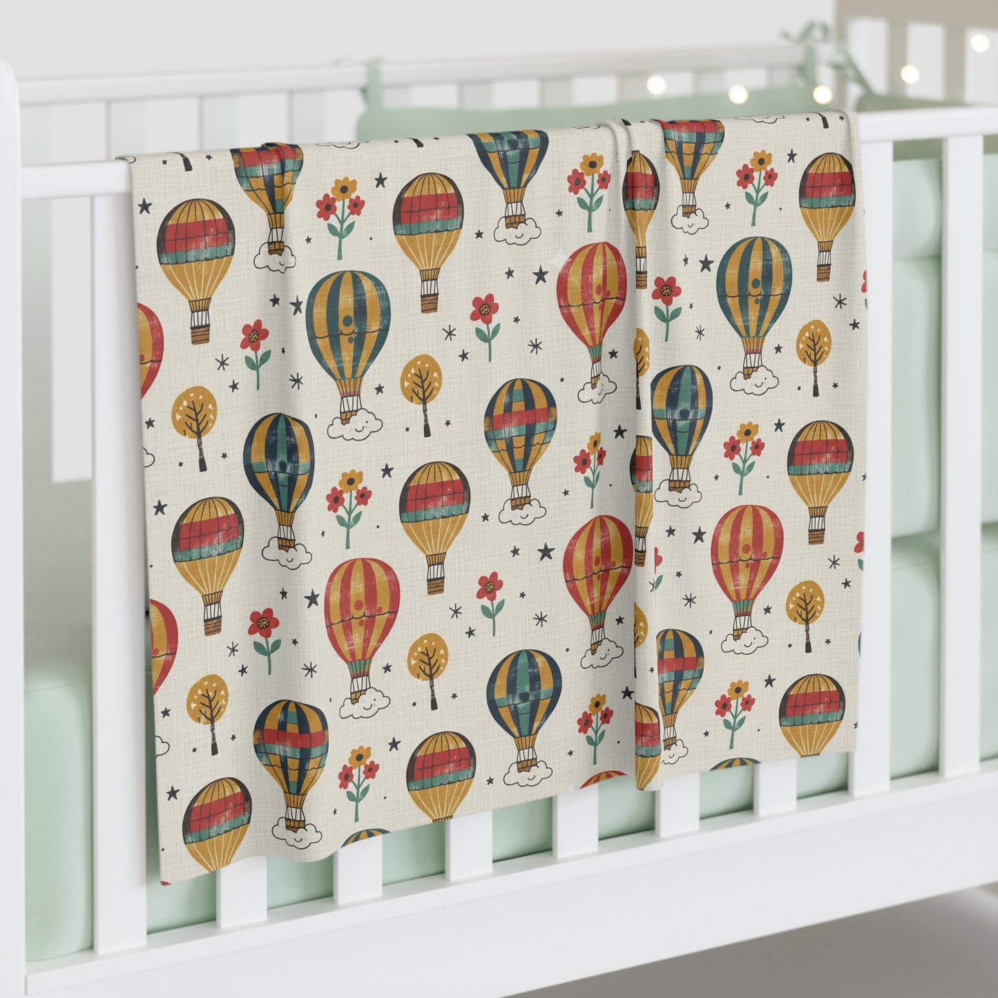 Boho Hot Air Balloon Baby Swaddle Blanket — Vintage Adventure Nursery Swaddle