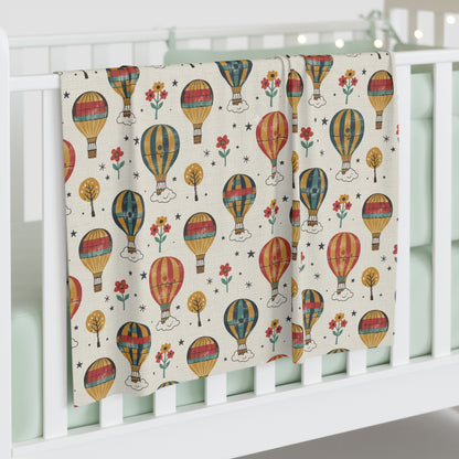Boho Hot Air Balloon Baby Swaddle Blanket — Vintage Adventure Nursery Swaddle