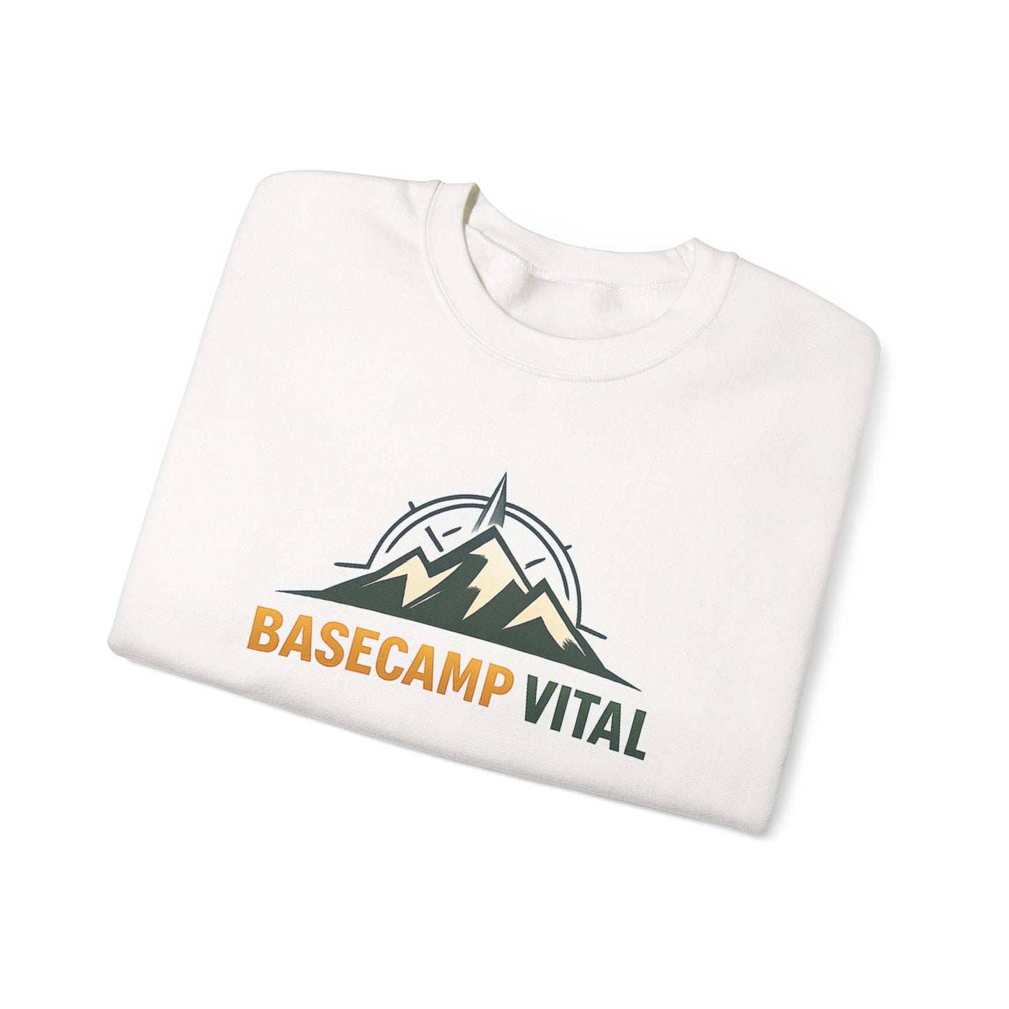 Base Camp Vital Mountain Embroidered Crewneck Sweatshirt | Cozy Hiking & Camping Pullover | 50/50 Midweight  Vital Mountain Crewneck Sweatshirt — Outdoor Adventure Logo Pullover (free shipping)