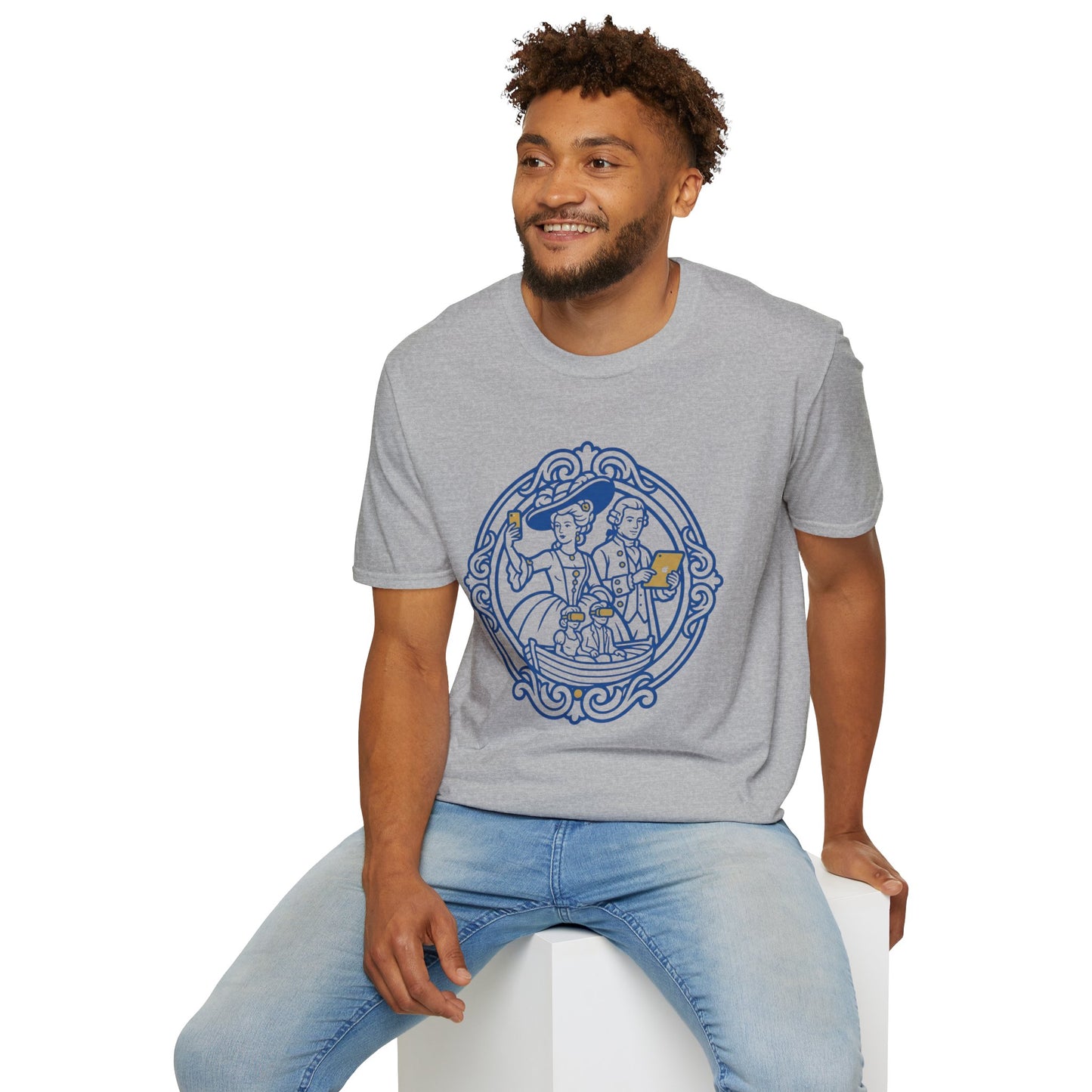 Rococo Smartphone Toile - Captain & First Mate Nautical Crew T-Shirt — Vintage Ship Wheel Illustration