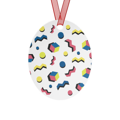 Memphis Geometric Metal Ornament — 80s Retro Bell Decoration