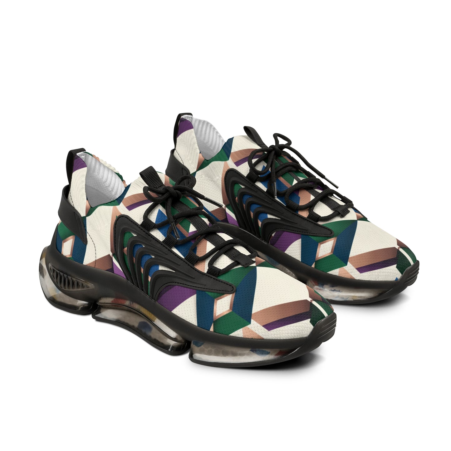 Men's Mesh Sneakers — Geometric Abstract Pattern Athletic Shoes (free shipping)