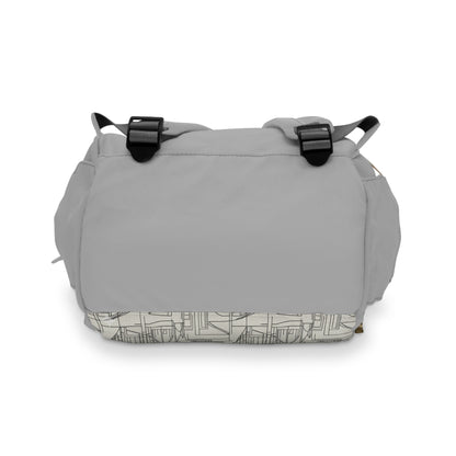 Modern Geometric Diaper Backpack — Multifunctional Baby Travel Bag with Front Organizer