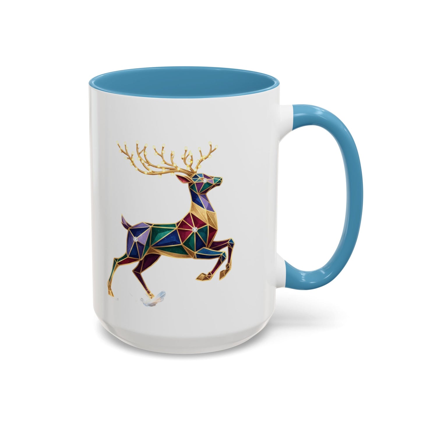 Geometric Rainbow Reindeer Accent Coffee Mug (11/15 oz)