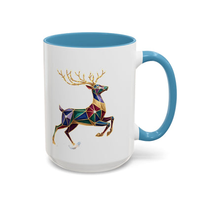 Geometric Rainbow Reindeer Accent Coffee Mug (11/15 oz)