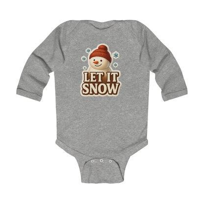 Infant Bodysuit — 'Let It Snow' Snowman Long-Sleeve Baby Onesie (Holiday Winter)