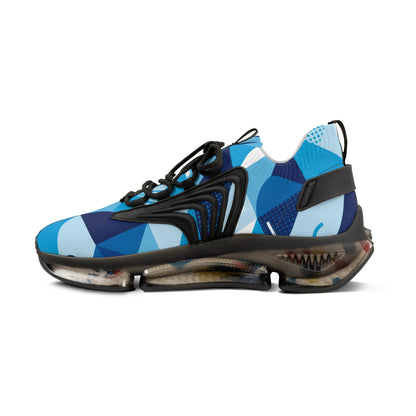 men's Blue Geometric Mesh Sneakers — Men's Athletic Shoes (free shipping)