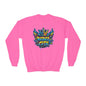 Youth Crewneck spray paint style- Sweatshirt - Colorful Rebel City Graffiti Crown Design