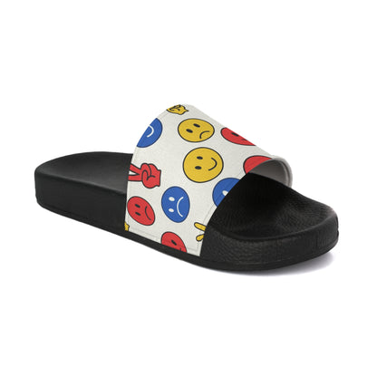 Women's Slide Sandals Playful political Abstract Faces & Hand Gestures