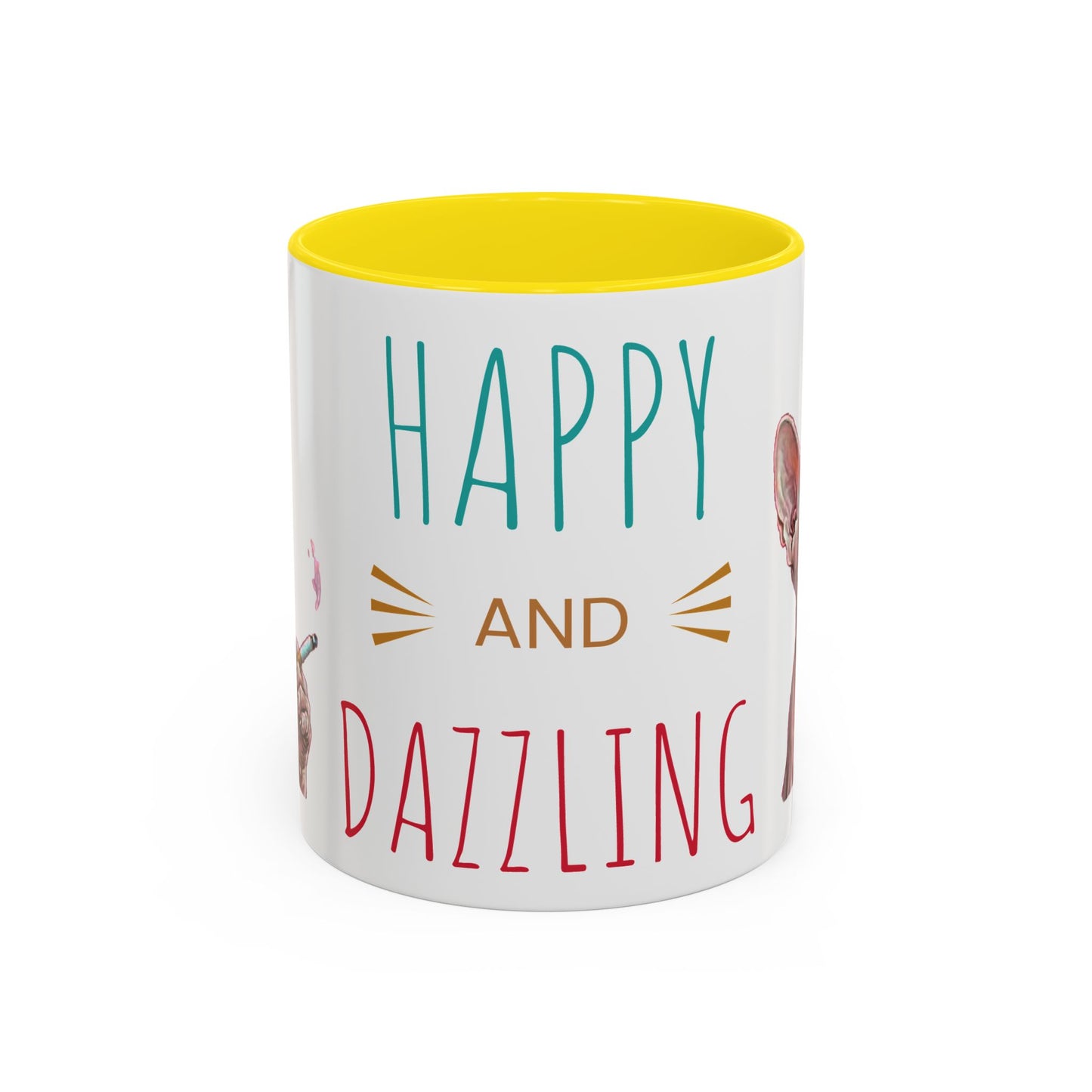 Happy and Dazzling smoking Cat Coffee Mug — Sphynx Cat Accent Mug (11/15oz) (free shipping)