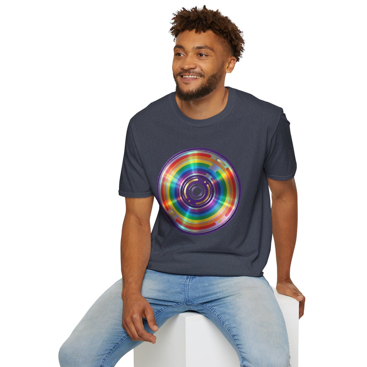 Retro Rainbow CD- Vinyl Record T-Shirt