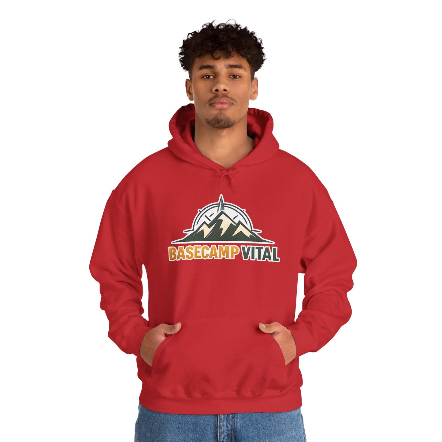 Base Camp Vital Outdoor Fleece Hoodie | Mountain Compass Graphic Pullover | 50/50 Midweight Trail Hoodie  Vital Hoodie  (free shipping)