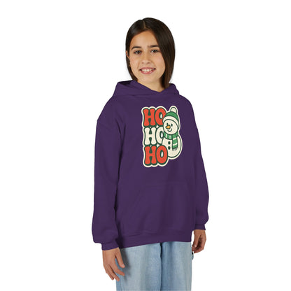Youth kids Christmas Hoodie - 'HO HO HO' Snowman Holiday Sweatshirt