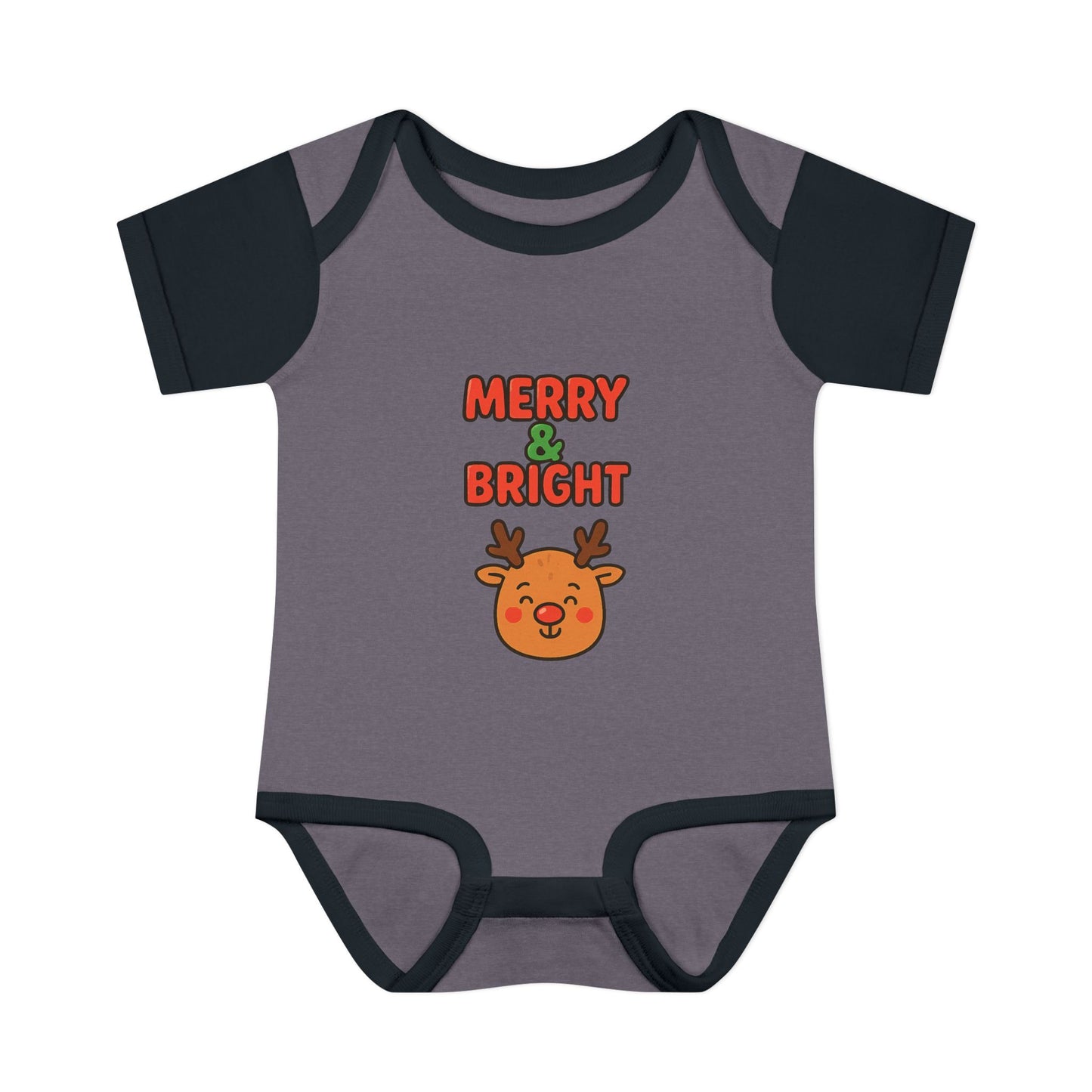 Merry & Bright Baby Bodysuit - Cute Reindeer Christmas Infant Onesie