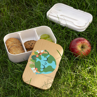 Eco-Friendly earth day Bento Lunch Box with Smiling Earth Design