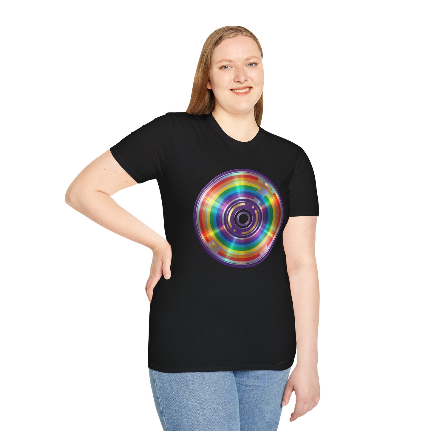 Retro Rainbow CD- Vinyl Record T-Shirt