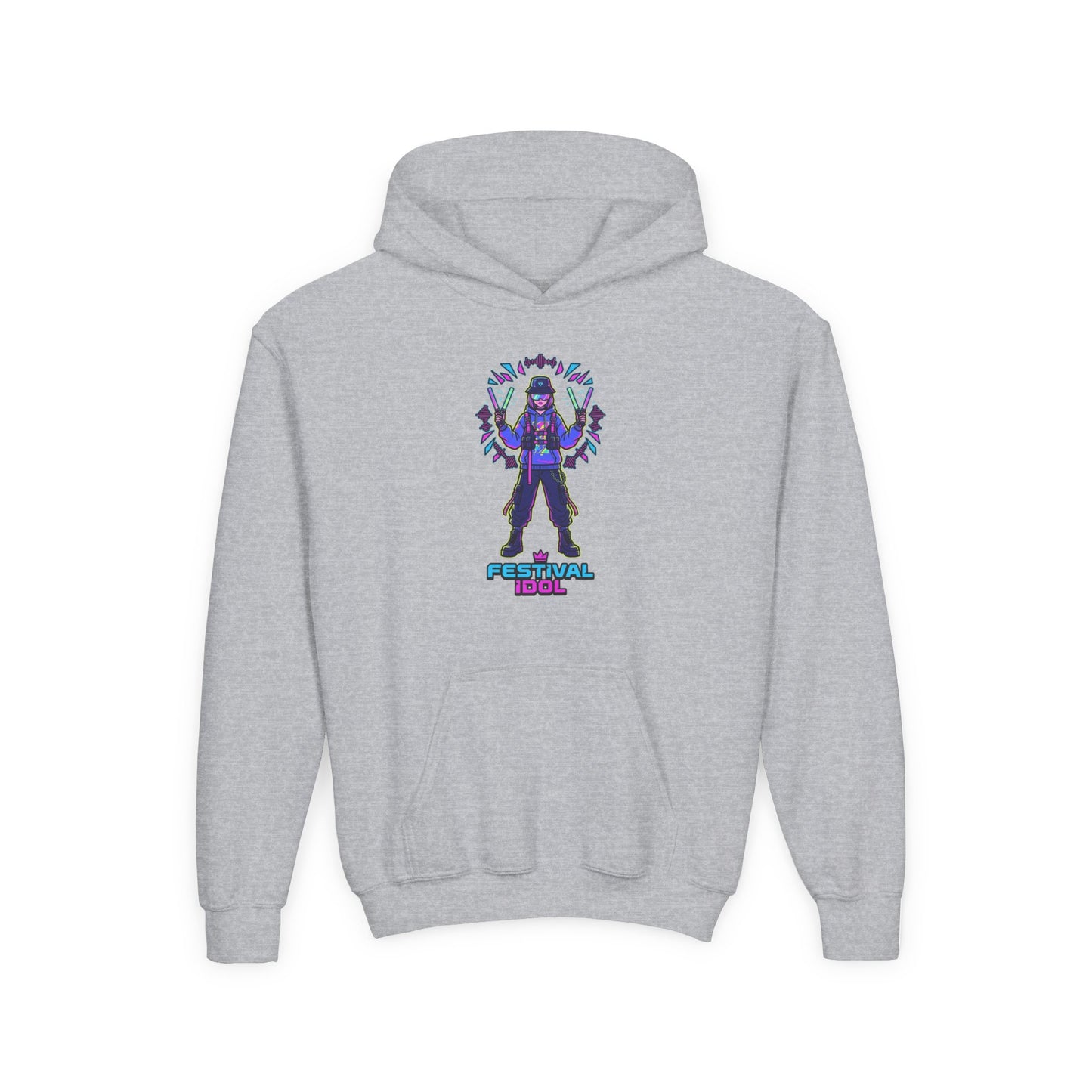 Youth Hoodie — Neon k-Pops Gamer Girl Graphic “Pixel Pal” Streetwear