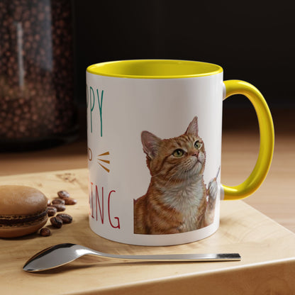 Happy and Dazzling Smoking Cat Coffee Mug — Cute Ginger Cat Accent Mug (11/15oz) (free shipping)