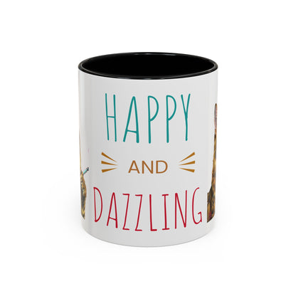 Happy and Dazzling smoking Cat Coffee Mug- cat smoking cigarette- funny (free shipping)
