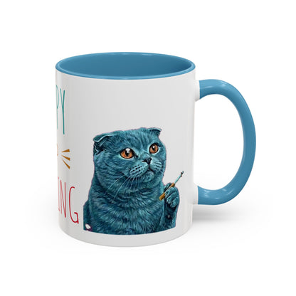 Happy and Dazzling Accent Coffee Mug — Cute Cat Art, Motivational Tea & Coffee Cup (free shipping)