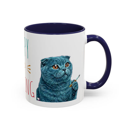 Happy and Dazzling Accent Coffee Mug — Cute Cat Art, Motivational Tea & Coffee Cup (free shipping)