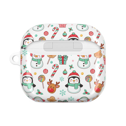 Christmas Penguins AirPod Case — Cute Holiday Snowman, Reindeer & Candy Pattern (free shipping)