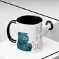Happy and Dazzling Accent Coffee Mug — Cute Cat Art, Motivational Tea & Coffee Cup (free shipping)
