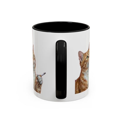 Happy and Dazzling Smoking Cat Coffee Mug — Cute Ginger Cat Accent Mug (11/15oz) (free shipping)