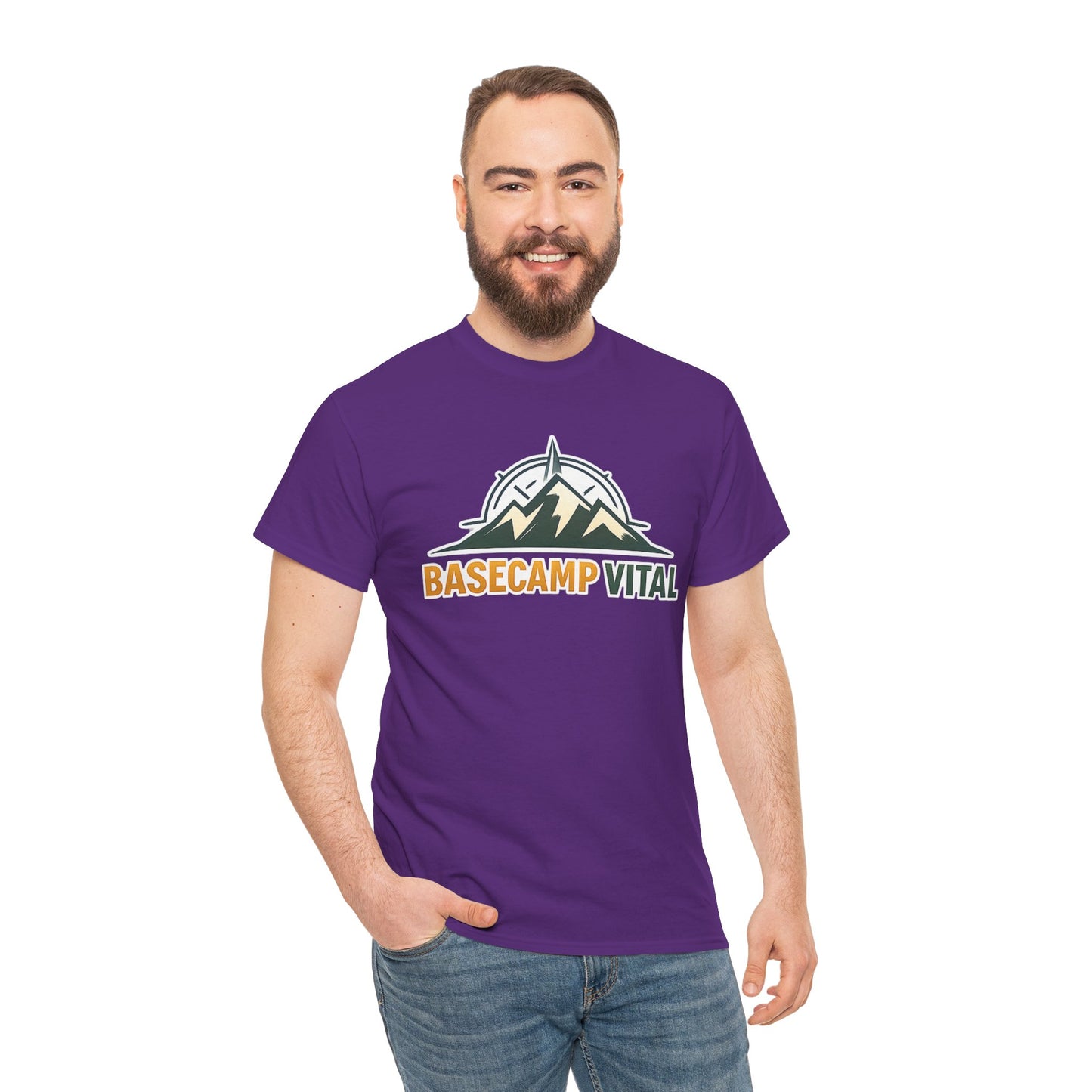 Base Camp Vital Mountain Compass Crewneck T-Shirt | Outdoor Hiking Graphic Tee | Midweight Cotton Trail Shirt (free shipping)
