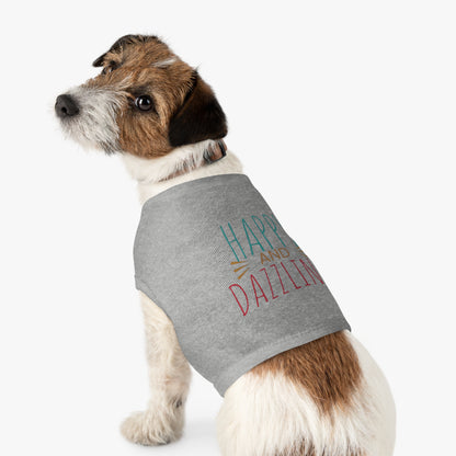 Happy and Dazzling Pet Tank Top — Colorful Graphic Dog Shirt for Everyday Wear